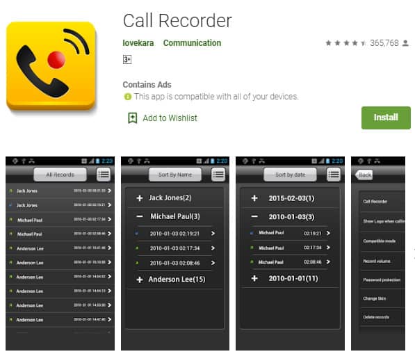 تطبيق Call Recorder by Lovakara